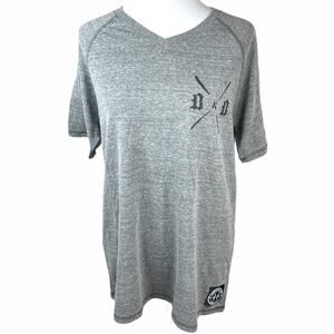Barbells & Bullets V-Neck T-Shirt Gray Size Large